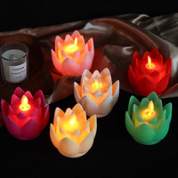 Lotus forme lumière LED bougie votive à piles effet scintillant pour la décoration de la maison Diwali pâques Halloween fait en plastique