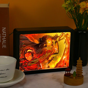 Action Figure di demoni Slayer notte luce carta artigianale attacco personalizzato su Titan Gojo Anime Light Box Anime regalo lampada a LED articoli regalo - Product Image 3