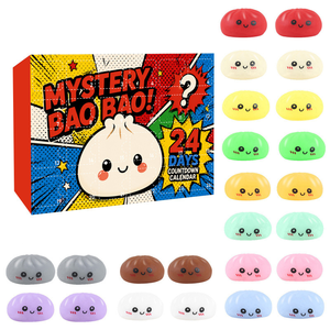 Caja Sorpresa de 24 Juguetes Bao de Dumpling Misteriosos, Juguetes Blandos TPR Multicolor de Comida de Simulación, Calendario de Adviento Sorpresa, Juguete Sensorial - Product Image 3