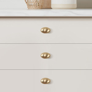 Modern Oval Egg Shape Cabinet <strong>Knobs</strong>, Brushed &amp; Polished Zinc Alloy Drawer Pulls, Single Hole Furniture <strong>Door</strong> Handles - Product Image 2
