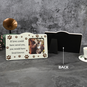 Marco Conmemorativo para Mascotas, Marco de Fotos para Perros y Gatos con Diseño de Huella 'Si pudiera haberte salvado', 23x14.8x1.2CM, Marco de Cerámica Impermeable - Product Image 1
