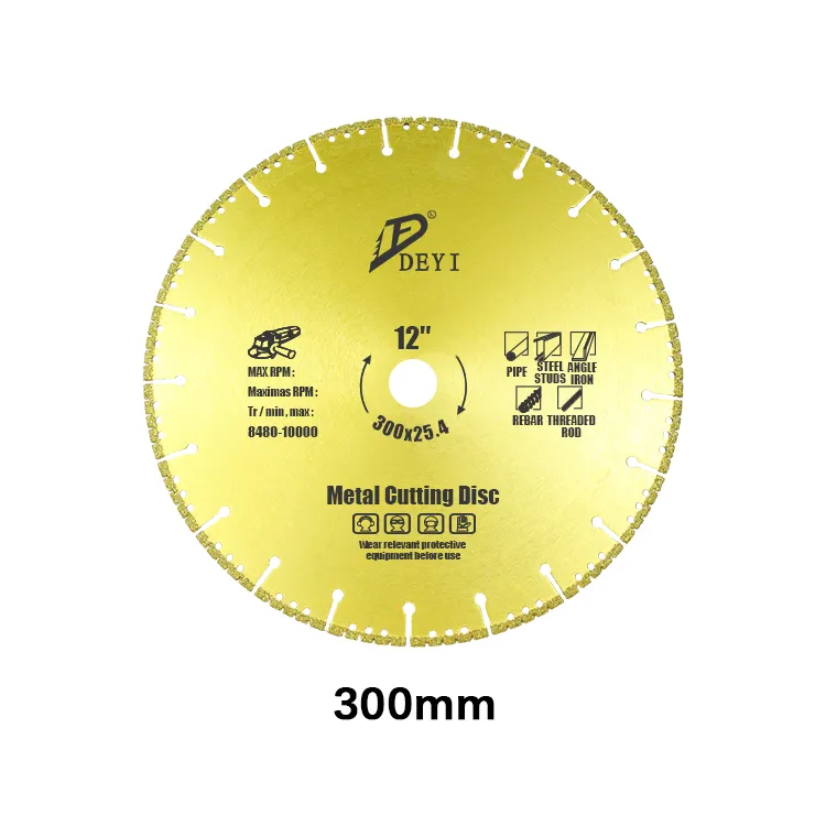 DEYI 300mm high efficiency circular saw blade disco de corte metal for cutting stainless steel, stone, ceramic, marble saw blade