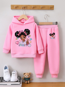Set di Abbigliamento per Bambine con Felpa con Cappuccio e <span class=keywords><strong>Pantaloni</strong></span> Sportivi con Stampa Cartoon, Completo Autunno Inverno 2 Pezzi - Product Image 2