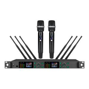 OEM EIF MY-1000 UHF Dual Channel Rechargeable <b>Wireless</b> Microphone System with 6 Antennas 100M Range for Stage Performance - Product Image 1