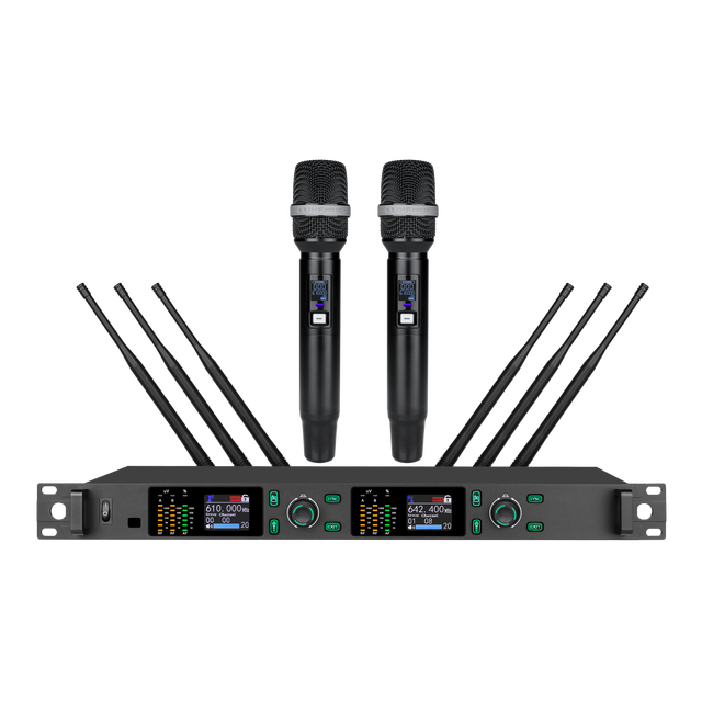 OEM EIF MY-1000 UHF Dual Channel Rechargeable C Noise Cancelling Professional Wireless Microphone System 6 Antennas 100M Range
