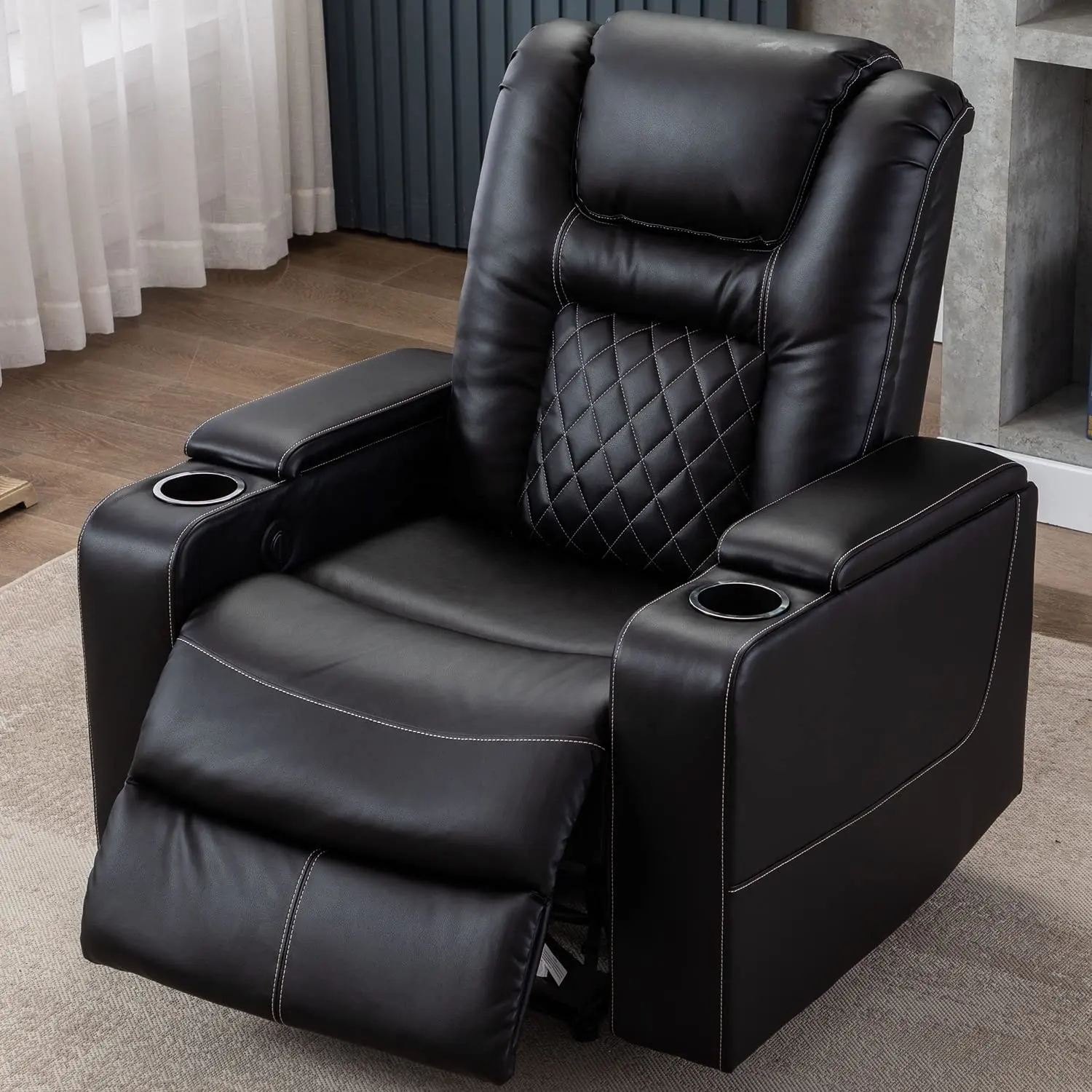 VANBOW Home Cinema Novo Personalizado Moderno Manual Push Back Energia Elétrica Recliner Sofá Movimento com Portas USB E Porta-copos