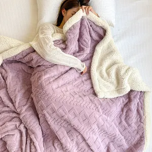 Ins selimut bulu sherpa flanel lain tempat tidur mewah kustom serat mikro ukuran besar bergaya