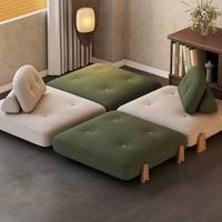 Canapé-lit moderne et créatif - Tissu crème populaire, rembourrage en tissu, canapé simple convertible avec pieds en bois pour le salon