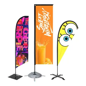 Advertising Outdoor Flying Beachflag Banner WIth Flag Poles Teardrop Tear Drop Beach Feather Flag