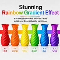 Filament PETG Transparent Arc-en-ciel 1,75 mm, Dégradé Vibrant Multicolore Translucide, Matériau d'Impression 3D 1KG 240-250°C