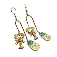 Boucles d'oreilles pendantes longues en acier inoxydable haut de gamme, couleur or vintage, avec fermoir homard, pour femme, style luxe léger, transfrontalières