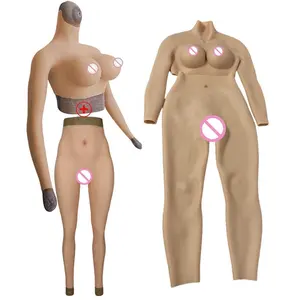 Ensemble de chatte en Silicone croisé, soutien-gorge en Gel de silicium complet, Costume séparé des faux seins rebondies et des faux pantalons de vagin 5 pièces - Product Image 1