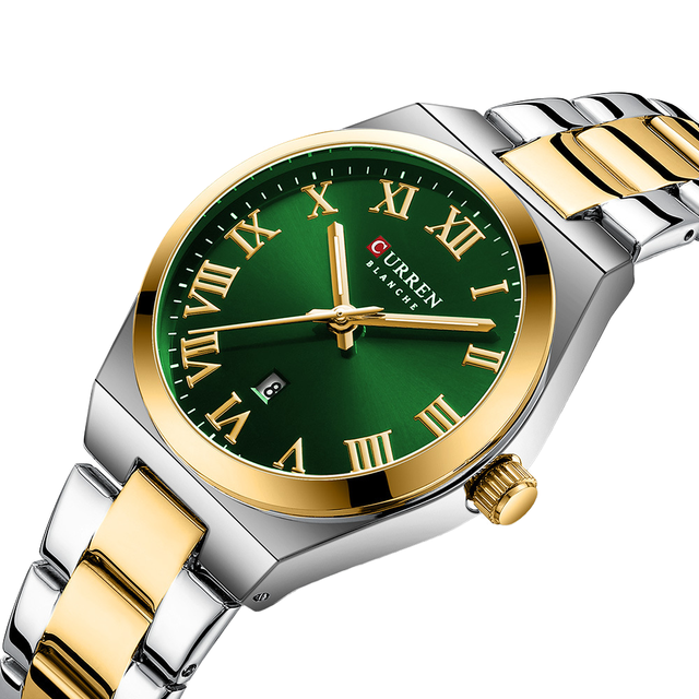 For CURREN 9095 Ladies Wrist Watch Women's Waterproof Analog Quartz Wristwatch Golden Stainless Steel  Fashion