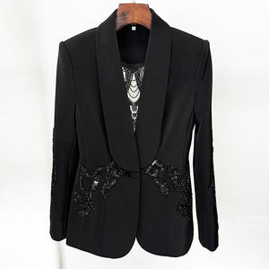 Elegant Casual Evening Party Women's Solid Woven <strong>Sequined</strong> Button Black Blazer <strong>Set</strong> Sexy Sheer Wide Leg Pants <strong>Two</strong> <strong>Piece</strong> Suit <strong>Set</strong> - Product Image 4