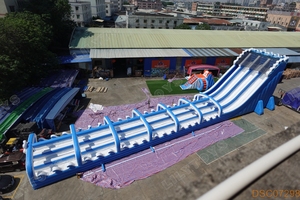 Lilytoys màu xanh trắng thêm dài <span class=keywords><strong>Inflatable</strong></span> trượt nước thương mại sân sau trượt N trượt hồ bơi bên trẻ em lớn ngoài trời mùa hè - Product Image 6