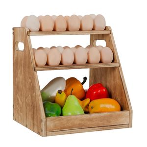 Support à œufs en bois Fengteng, 2 niveaux, multi-étages, organiseur de comptoir de cuisine pour œufs et produits frais - Product Image 1