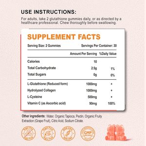 Biokom Glutathion Aufhellende Hautaufhellungs-Gummibärchen Glutathion-Kollagen-Nahrungsergänzungsmittel Kollagen L-Glutathion Gummibärchen - Product Image 3