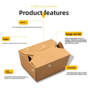 Boîte à lunch jetable personnalisée en papier kraft pour poulet frit coréen, snacks et barbecue - Emballage alimentaire résistant à l'huile