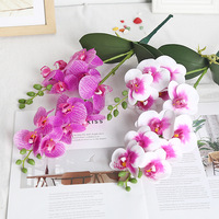 Flores Artificiales de Orquídea Phalaenopsis, Hojas de Dos Puntas, Impresión 3D en Relieve, Textura Suave Similar a la de una Película, Día de San Valentín