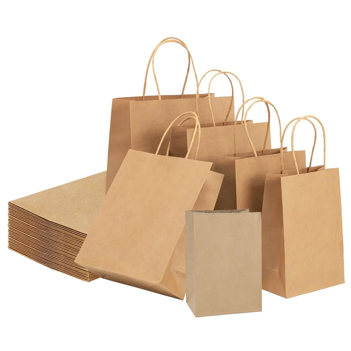 बायोडिग्रेडेबल कस्टमाइज्ड शॉपिंग बैग मुद्रित लोगो गिफ्ट पेपर बैग के साथ क्राफ्ट पेपर बैग क्राफ्ट पेपर बैग