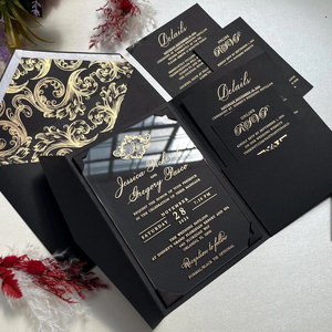 Invitación de Boda Tri-Plegable Personalizada Premium, con Tarjeta de Acrílico Transparente Tipo Espejo, Texto Personalizado y Sobres - Product Image 6