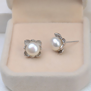 Boucle d'oreille en forme de U en argent S925, version coréenne, accessoire féminin, JG5362, clous d'oreille, support creux pour perle de 7,5 à 8 mm, bijoux en argent DIY - Product Image 4