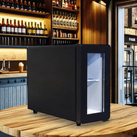 Réfrigérateur de table Meisda SC08E 8L avec porte vitrée pour machine à café, petit refroidisseur de lait, double tension pour le stockage du lait frais
