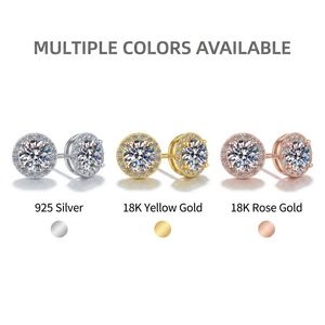 VVS Moissanit Diamant Halo-Ohrringe Herren Blumencluster Damen Schmuck Geschenke 925 Sterling Silber Ohrstecker - Product Image 3