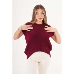 Wholesale <b>Burgundy</b> Merino Wool Crew Neck D-Cut <b>Cardigan</b> Floral Pattern Casual High Quality Sweater for Autumn Winter Hooded - Product Image 2