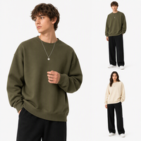 Sudadera Unisex de Cuello Redondo, 350GSM, Mezcla de Algodón y Poliéster, Corte Holgado, Bordado Personalizado, Manga Larga, Venta al Por Mayor