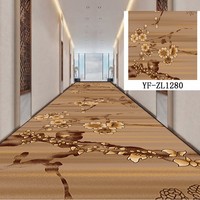 Flammhemmende Kommerzielle Hotel-Flur-Teppichboden-Serie Maschinell Gewebter Florfreier Teppich mit Blumenmuster aus Polyester