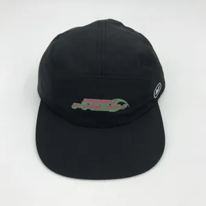 Wholesale Waterproof Nylon 5 Panel Hat With Custom Printed Logo and Embroidery Logos On Side And Back