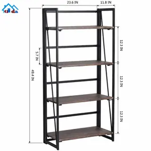 Estantería Industrial con marco de Metal para sala de estar, estante pesado de madera Mdf para escalera de libros, para el hogar