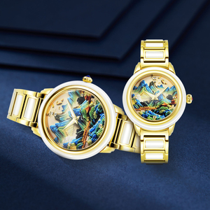 นาฬิกาคู่รักหยกหรูหรา ระบบออโตเมติก กันน้ำ 50 เมตร หน้าปัดลายภูมิทัศน์ 3 มิติ นาฬิกาข้อมือแฟชั่นสำหรับคู่รัก - Product Image 6