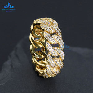 Anello da uomo in 2 righe con Link cubano Moissanite ghiacciato 925 in argento Sterling rodiato D colore stile Hip Hop Bling per festa di matrimonio - Product Image 6