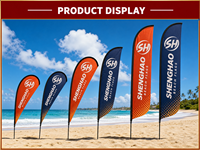 Drapeaux de plage personnalisés avec logo, drapeaux en forme de goutte d'eau, drapeaux flottants résistants au vent pour les expositions commerciales en plein air