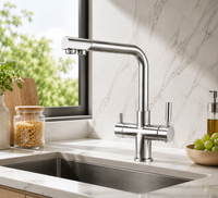 Robinet de cuisine à double poignée avec filtre purificateur d'eau, eau froide et chaude, 5 en 1