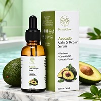 Sérum Visage Apaisant et Hydratant à l'Oligopeptide d'Avocat Fermenté, Panthénol et Céramide NP pour Peaux Sensibles et Réparation de la Barrière Cutanée