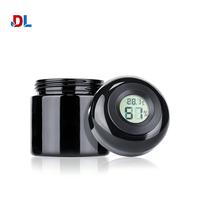 Frasco de Vidrio Negro con Sensor Digital de Protección UV, Tamaño Mini de 4oz, con Pantalla de Temperatura y Humedad para Hierbas Medicinales