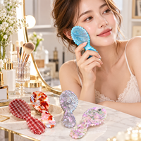 Nouvelle brosse à cheveux antistatique Newyeah à motif écossais et bords ondulés, avec logo personnalisé OEM ODM, en poils de sanglier et acétate, pour femmes, usage quotidien
