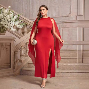 Vestido de Fiesta para Mujer <span class=keywords><strong>Talla</strong></span> <span class=keywords><strong>Grande</strong></span>, Color Sólido, Corte Entallado, Silueta de Falda Lápiz, Material de Poliéster y Spandex, Ropa de Oriente Medio - Product Image 1