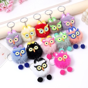 Wholesale Colorful Owl Keychain Animal Cute Cartoon Keychains Plush Keychain for Bag Car Keychain