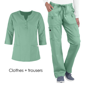 Women Scrub Tops 3/4 Sleeve V-Neck With Pockets Moisture Wicking Hospital Uniforms For Nurses Medical Work Clothes - Product Image 5