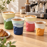Mug à café bohème en céramique fait main, gobelet à glaçure colorée, compatible lave-vaisselle et micro-ondes, cadeau d'affaires, 3 tailles, 9 couleurs