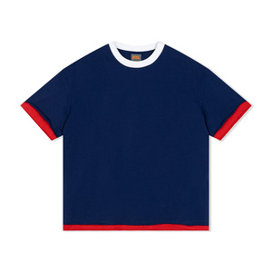 Camiseta Y2K con Ribete en Contraste, Cuello Redondo, Algodón, Unisex, Personalizada, Vintage, Impresión DTG, Magliette Personalizzate - Product Image 1