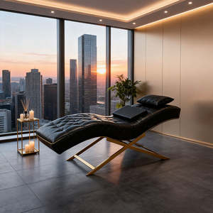 Professionelle S-Förmige Wimpern Spa Massageliege aus Echtem Leder, Tragbares Tattoobett für Schönheitssalon, Nagelstudio, Ohrlochstechen, Wohnzimmer - Product Image 1