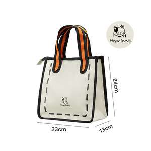 Bolsa de almuerzo con cierre de cordón de lona, 32x30x14cm, aislada, para estudiantes y trabajadores de oficina - Product Image 2