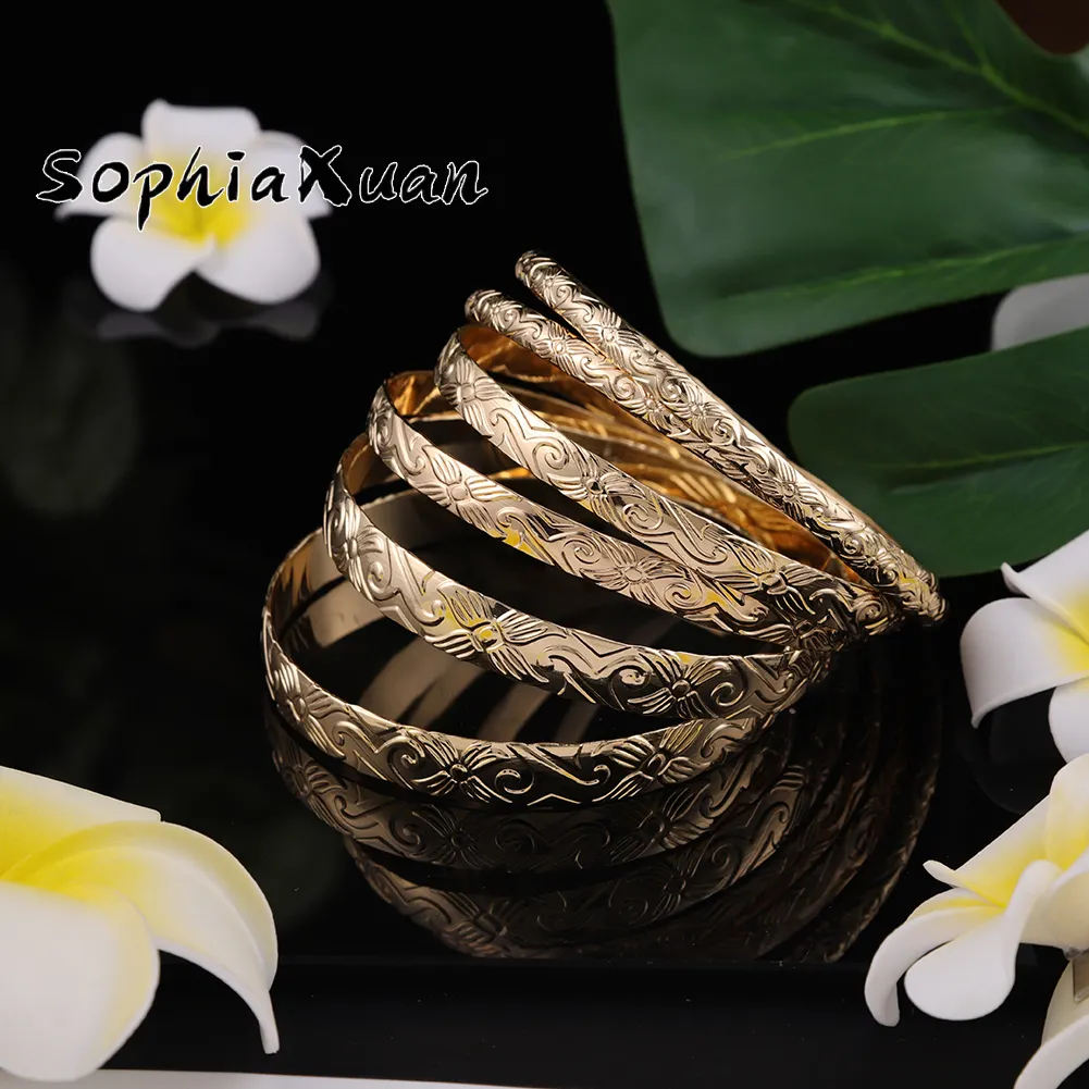 Hawaiian Bangle SophiaXuan Gold Plated Copper Polynesian Bangles Pearl Samoan Bracelets Hawaiian Jewelry Wholesale