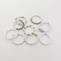 Hot Sale Fashion Korean Neuankömmling Fingers chmuck Handgemachte Süßwasser perle Mit Legierung Perle Elastische Ringe Für Frauen Ring