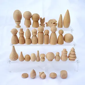 Beech Wood DIY Crafts Wood Doll Home Decor Accessories Unpainted Decorative DIY Peg Doll For Kids Painting